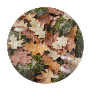 Tabla De Cortar Hongos del suelo del bosque de otoño Musgo Hojas c