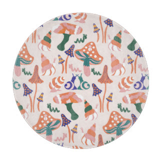 Tabla De Cortar Hongos otoñales, diseño inmaculado y colorido.