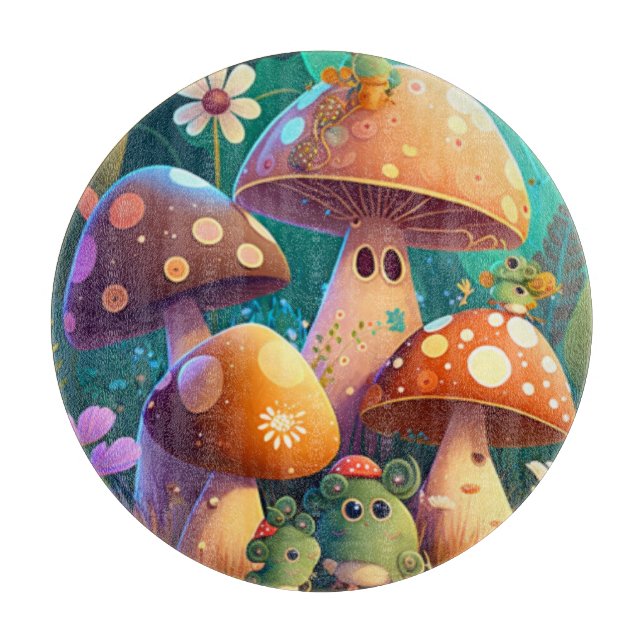 Tabla De Cortar Hongos pequeños en el bosque (Anverso)
