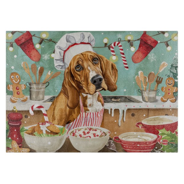 Tabla De Cortar Horario vacacional de Coonhound: Navidades festivo (Anverso)