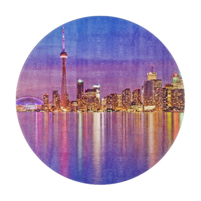 Tabla De Cortar Horizonte de Toronto al anochecer (Anverso)