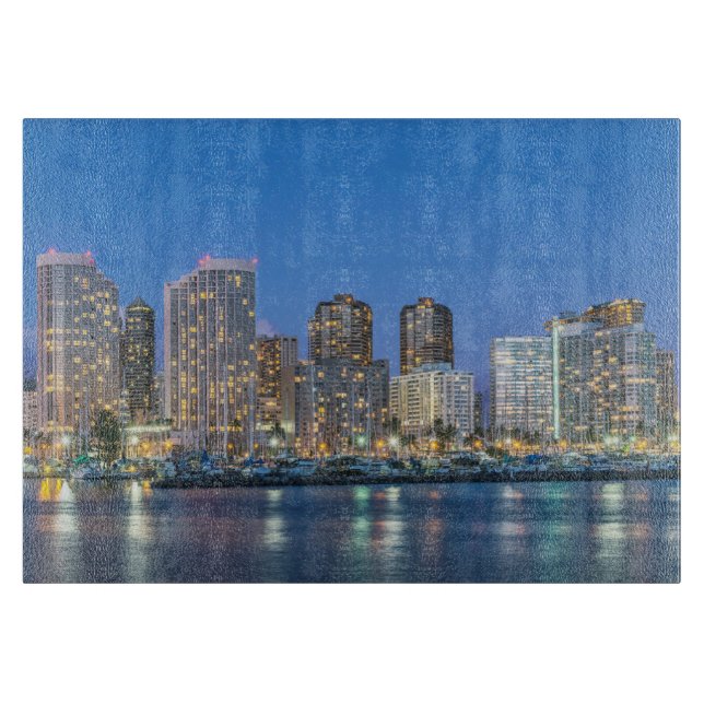 Tabla De Cortar Horizonte urbano de Waikiki (Anverso)