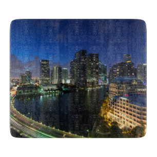 Tabla De Cortar Horizonte urbano elevado desde Brickell Key