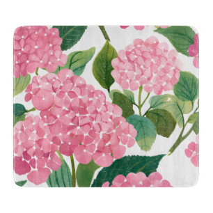 Tabla De Cortar Hortensia Rosa Acuarela Floral Costera