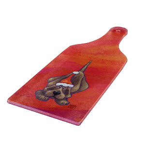 Tabla De Cortar Hound Dog Navidades En Rojo