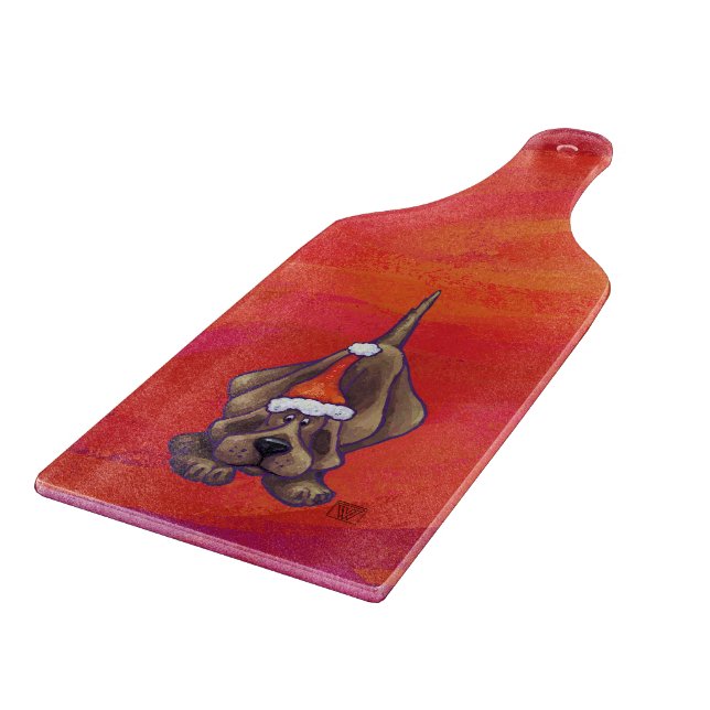 Tabla De Cortar Hound Dog Navidades En Rojo (Borde)