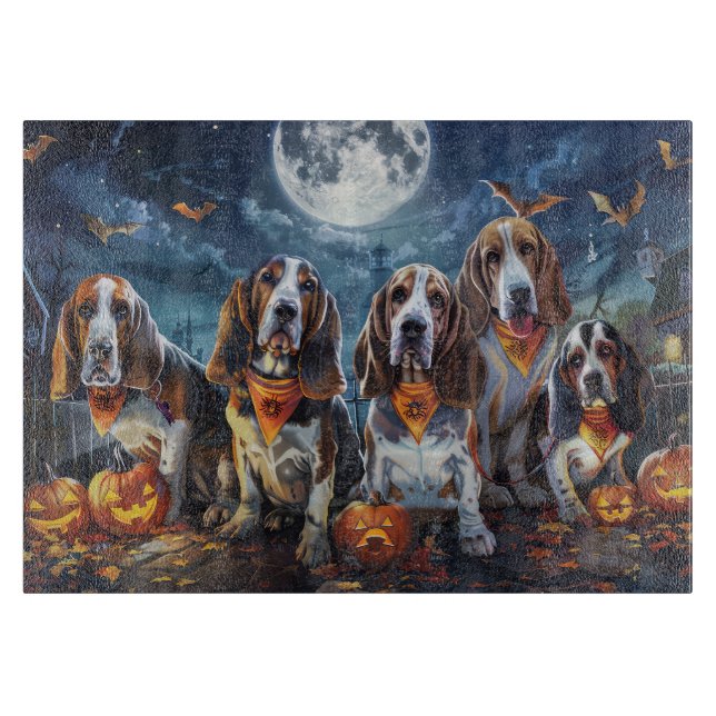 Tabla De Cortar Hound Halloween Basset Spooky (Anverso)