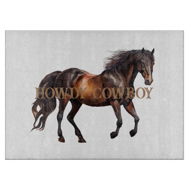 Tabla De Cortar Howdy Cowboy Cowgirl Horse (Anverso)