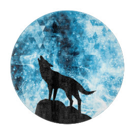 Tabla De Cortar Howling Wolf Winter humo azul de nieve Resumen