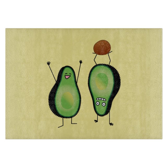 Tabla De Cortar Hoyo verde divertido del handstand del aguacate (Anverso)