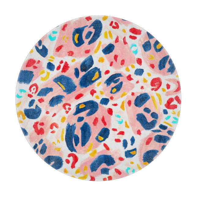 Tabla De Cortar Huella de leopardo: acuarela pintada a mano. (Anverso)