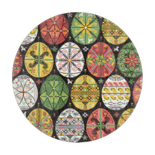 Tabla De Cortar Huevos ucranianos de Pascua, patrón vintage.