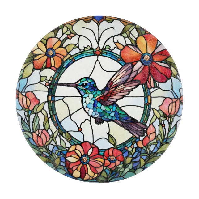 Tabla De Cortar Hummingbird Faux Seted Glass Bird (Anverso)