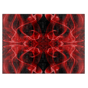 Tabla De Cortar Humo Rojo Simétrico Minimalista Negro