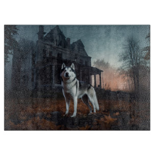 Tabla De Cortar Husky Siberiano de Halloween Espantoso