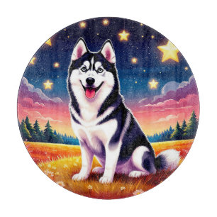 Tabla De Cortar Husky siberiano juguetón