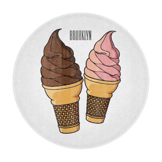 Tabla De Cortar Ice cream cone cartoon illustration  (Anverso)