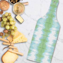Tabla De Cortar Ikat Brillante en Verde y Aqua