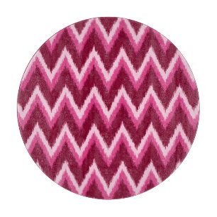 Tabla De Cortar Ikat Chevron Stripes - Burqundy, Rosa y rosa