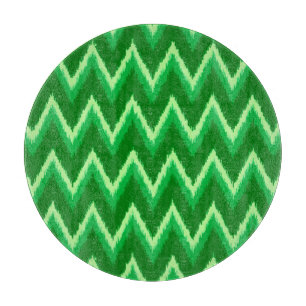 Tabla De Cortar Ikat Chevron Stripes - Pino y Verde Lime