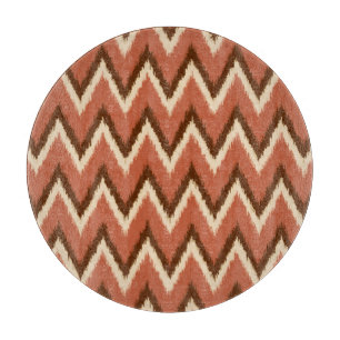 Tabla De Cortar Ikat Chevron Stripes - Rust, Brown y Beige