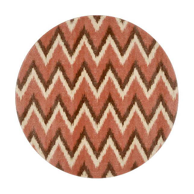Tabla De Cortar Ikat Chevron Stripes - Rust, Brown y Beige (Anverso)