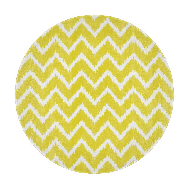 Tabla De Cortar Ikat Chevrons - amarillo y blanco mostaza (Anverso)