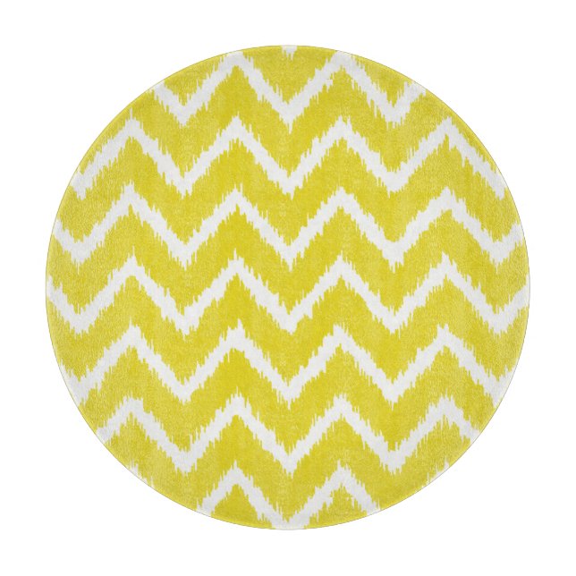 Tabla De Cortar Ikat Chevrons - amarillo y blanco mostaza (Anverso)