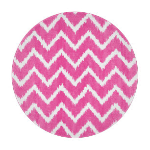 Tabla De Cortar Ikat Chevrons - fucsia profunda rosa y blanca