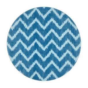 Tabla De Cortar Ikat Chevrons - Índigo y azul pálido
