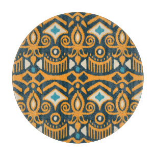 Tabla De Cortar Ikat hecho a mano: patrón de tela étnica