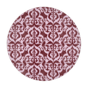 Tabla De Cortar Ikat Moorish Damask - Borgoña y rosa