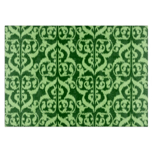 Tabla De Cortar Ikat Morish Damask - verde pino y menta