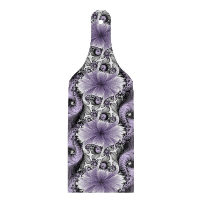 Tabla De Cortar Ilusión Lilac Resumen Arte Fractal Floral Fantasía (Anverso)