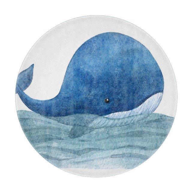 Tabla De Cortar Ilustracion acuático Cute Blue Whale (Anverso)
