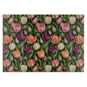 Tabla De Cortar Ilustración Botánica de Tulipán Refinada