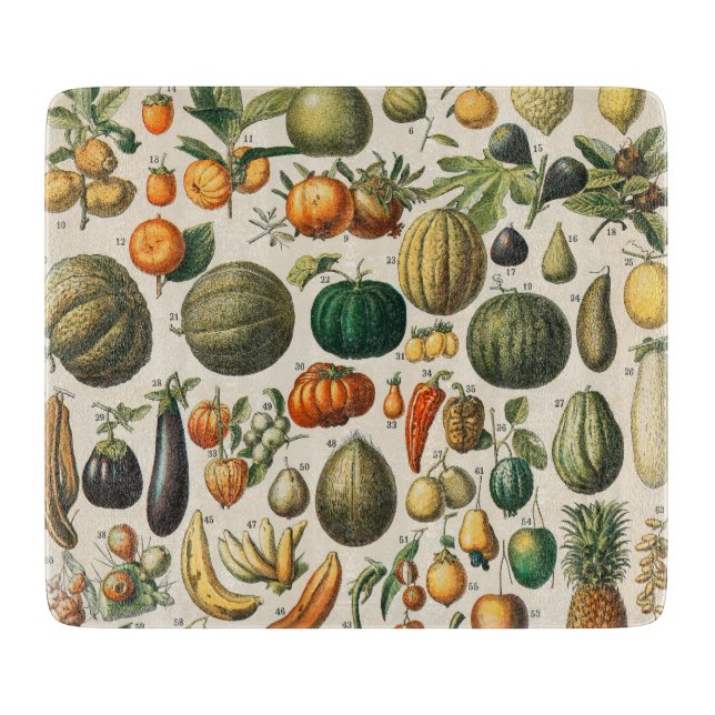 Tabla De Cortar Ilustracion científico botánico de frutas (Anverso)