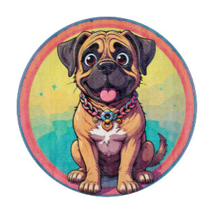 Tabla De Cortar Ilustración de dibujos animados coloridos de pug a