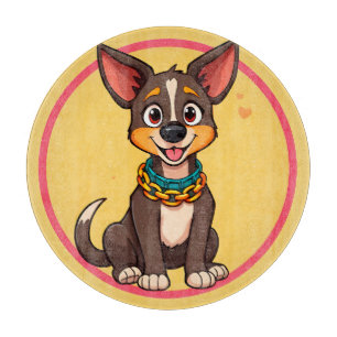 Tabla De Cortar Ilustración de dibujos animados de perro feliz