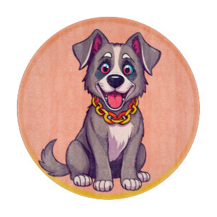 Tabla De Cortar Ilustración de dibujos animados de perro feliz