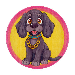 Tabla De Cortar Ilustración de dibujos animados de perro feliz