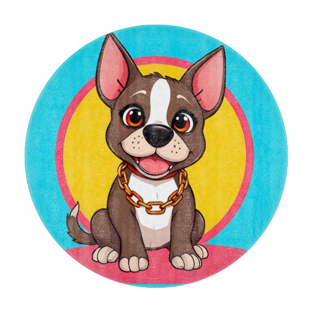Tabla De Cortar Ilustración de dibujos animados de perro feliz (Anverso)