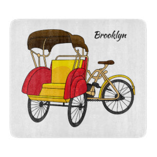 Tabla De Cortar Ilustración de dibujos animados de rickshaw de ped