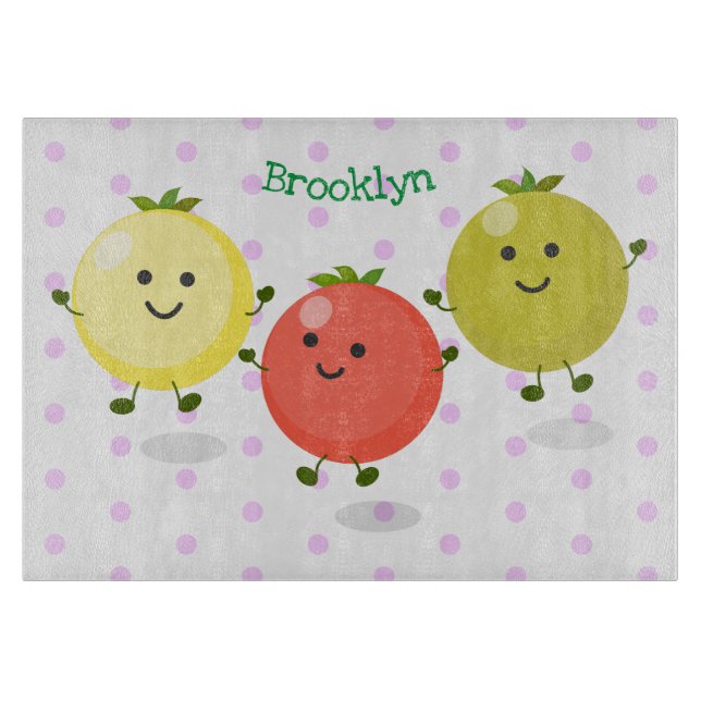 Tabla De Cortar Ilustración de dibujos animados de tomates cherry  (Anverso)