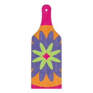 Tabla De Cortar ilustración de formas florales naranja y rosa