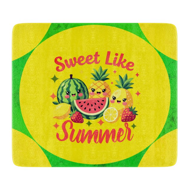 Tabla De Cortar Ilustración de Frutas Tropicales Dulce Como el Ver (Anverso)