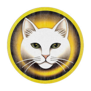 Tabla De Cortar Ilustración de gato blanco elegante