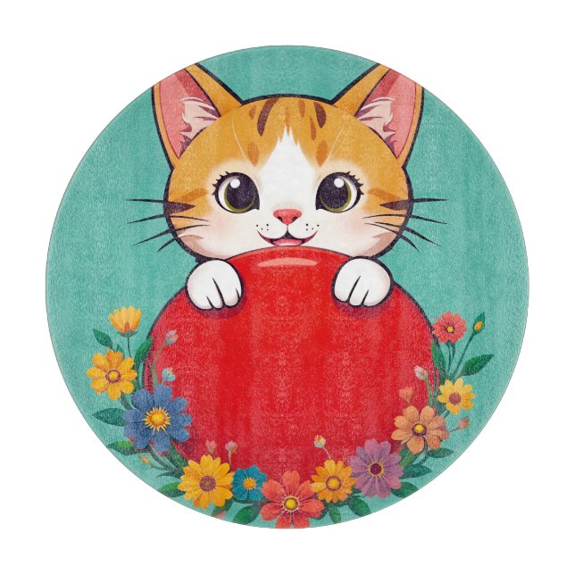 Tabla De Cortar Ilustración de gato lindo (Anverso)