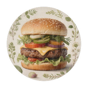 Tabla De Cortar Ilustración de hamburguesa con queso gourmet