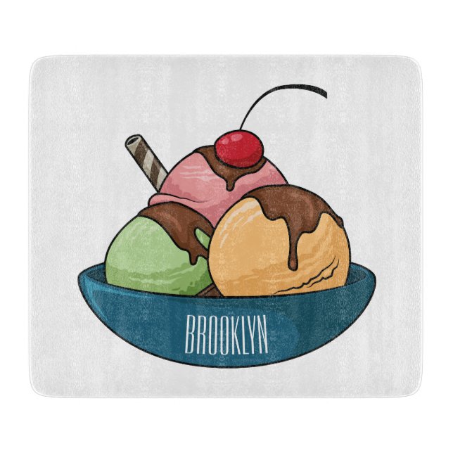 Tabla De Cortar Ilustracion de helado personalizado (Anverso)